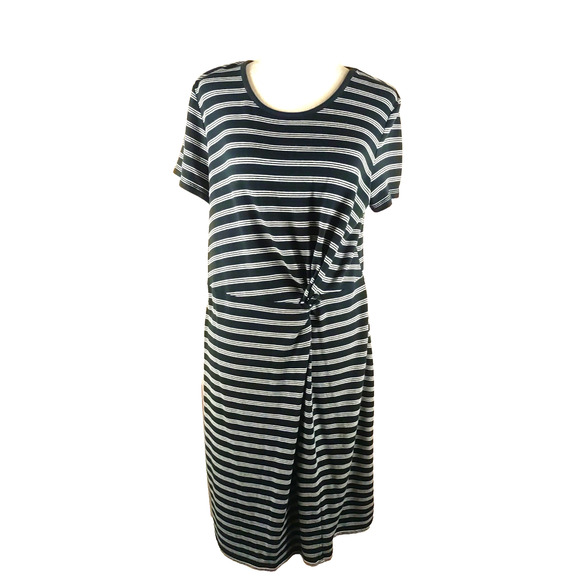 T By Talbot's Women's T Shirt Casual Twist Dress Size Medium Petite Blue White - Picture 1 of 9